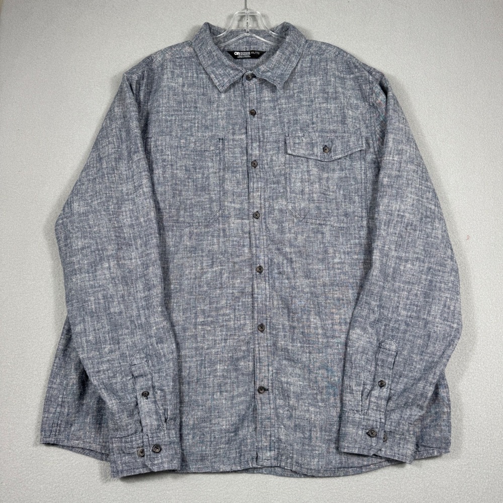Outdoor Research‎ Ironhorse Shirt Mens XXL Blue Hemp Cotton Button Down 279952